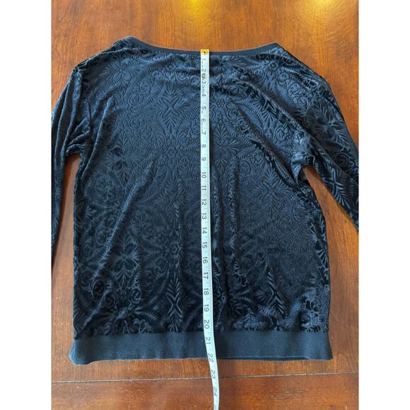 Charming Charlie Blouse Sz S Whimsigoth Black Floral Burnout Velvet Long Sleeve - Picture 5 of 5